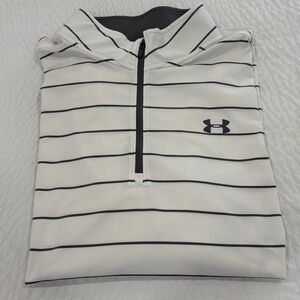 Under Armour White and Black Striped Quarter-Zip men’s size large